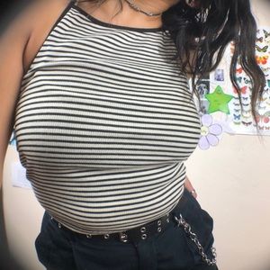 black and white striped halter top